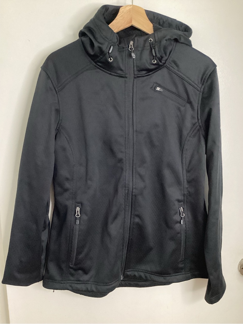 Avalanche Amber Fleece Lined Black Softshell Hoodie Jacket L